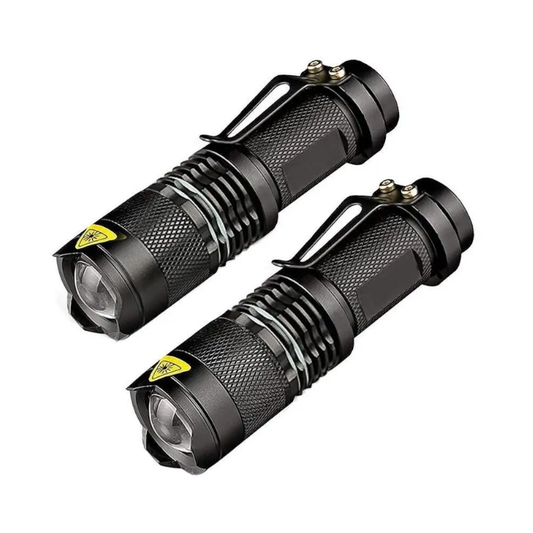 2 Pack Led Tactical Handheld Flashlights Small Water Resistant Zoomable For Camping Cycling Hiking Emergency Torch Light