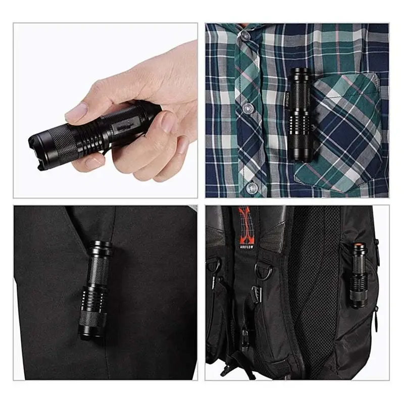 2 Pack Led Tactical Handheld Flashlights Small Water Resistant Zoomable For Camping Cycling Hiking Emergency Torch Light