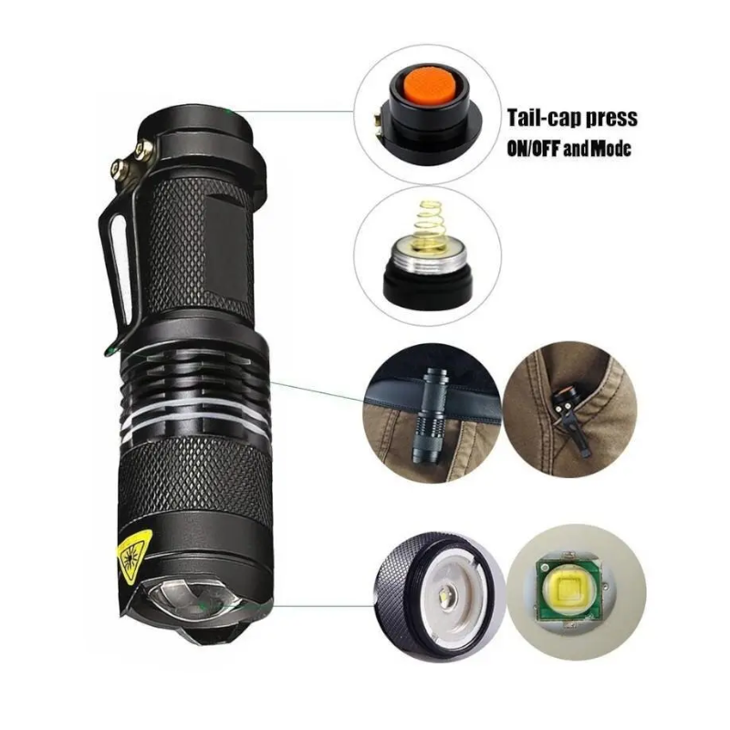2 Pack Led Tactical Handheld Flashlights Small Water Resistant Zoomable For Camping Cycling Hiking Emergency Torch Light