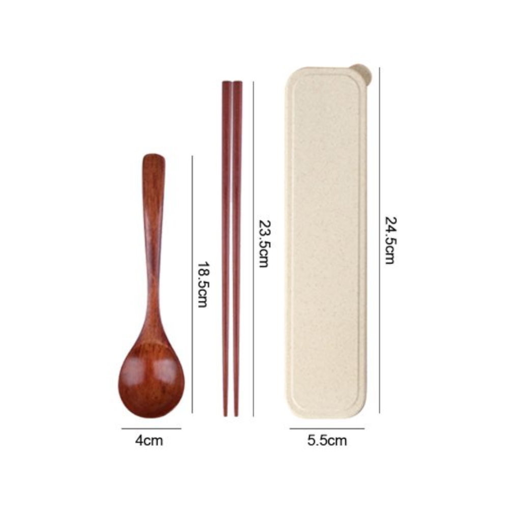 2 Sets Japanese Style Spoon Chopsticks With Portable Box Tableware
