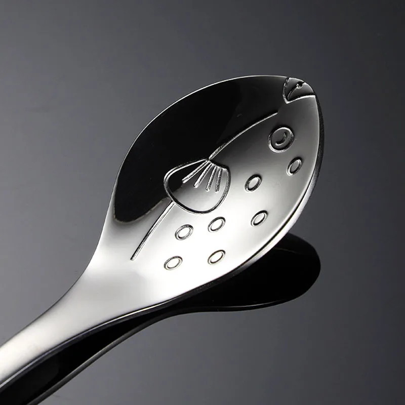 2 Sets Stainless Steel Cartoon Animal Ocean Spoon Fork Cutlery Kids