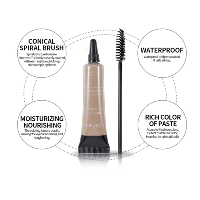 Eyebrow Makeup Henna Gel Black Brown Waterproof Durable Liquid Tint Brush Set