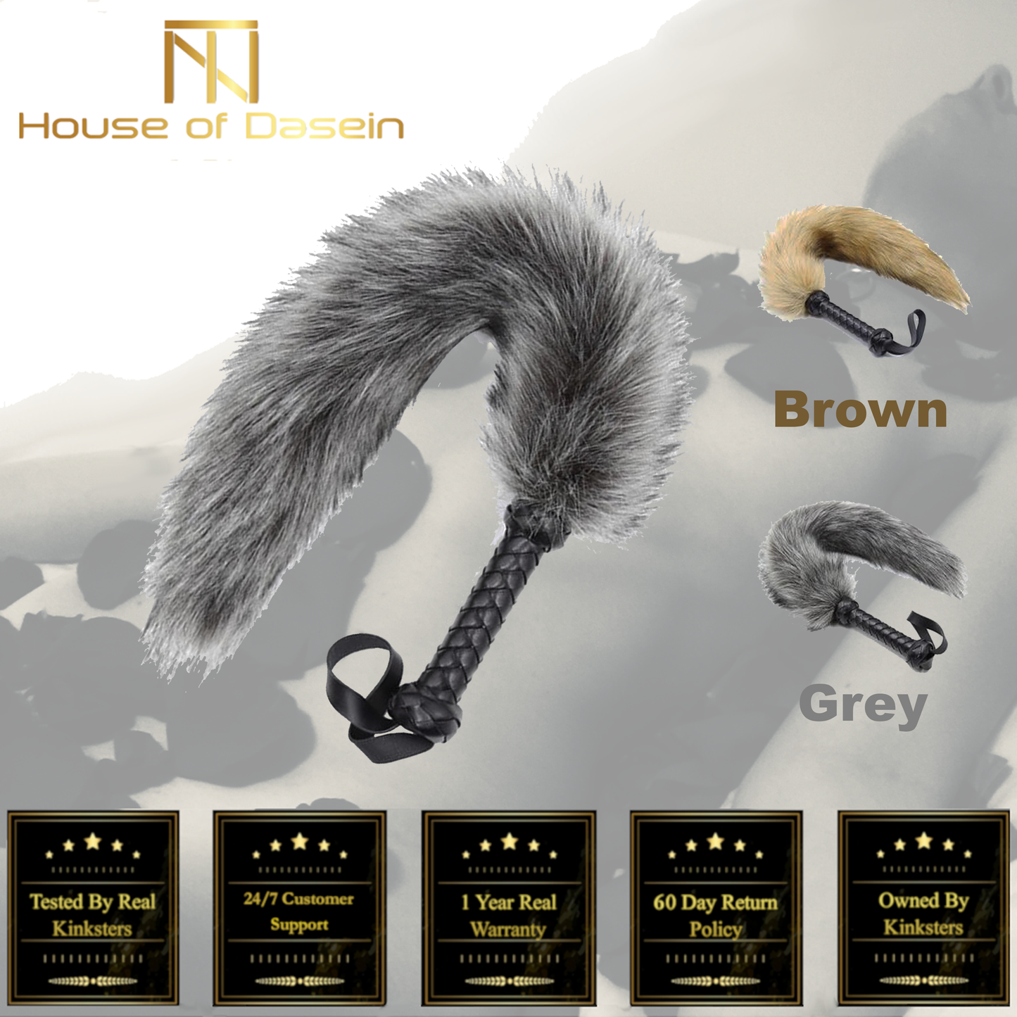 62Cm Soft Fur Tail Spanking Flogger Bdsm Sensation Impact Play
