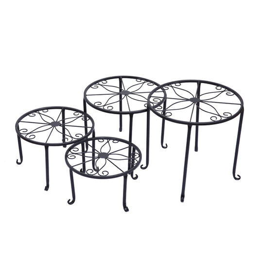 4 X Metal Plant Stand Outdoor Black