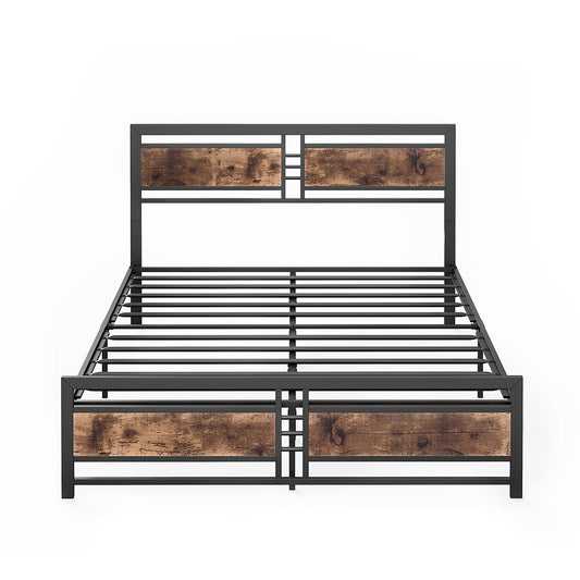 153Cm X 209Cm 96Cm Metal Bed Frame Queen Mattress Brown