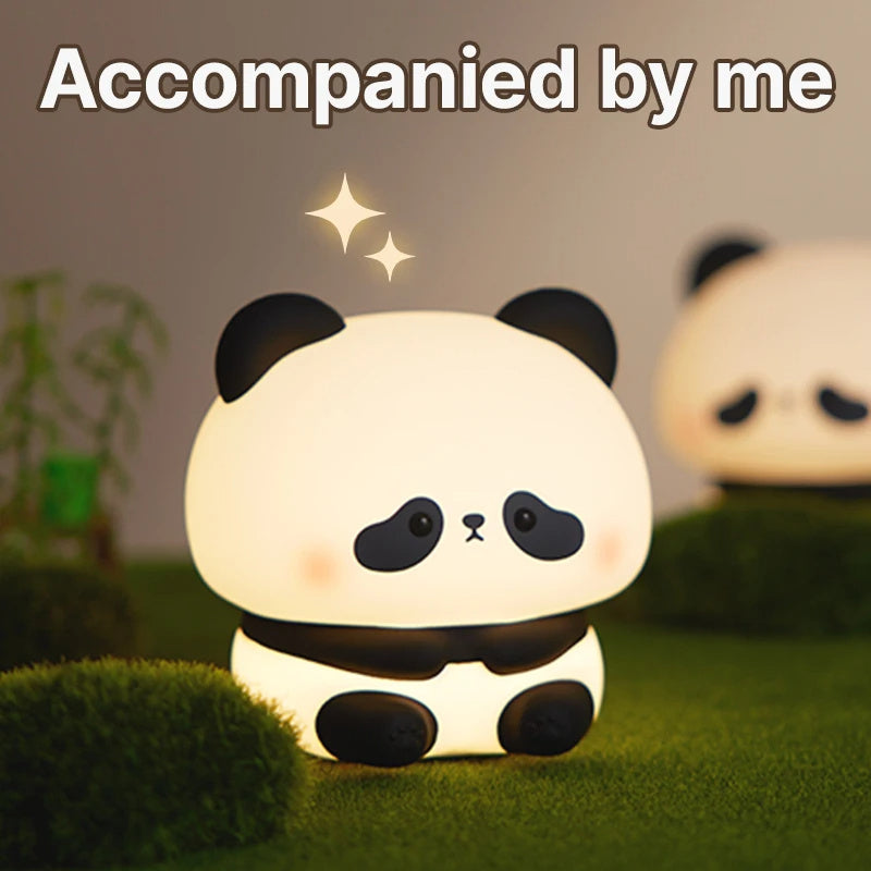 Panda Led Night Light Cute Silicone Usb Rechargeable Touch Lamp Bedroom Timing Decoration Children's Gift Home