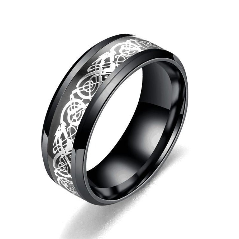 Veile Studios Dragon Pattern Men Stainless Steel Rings Jewellery