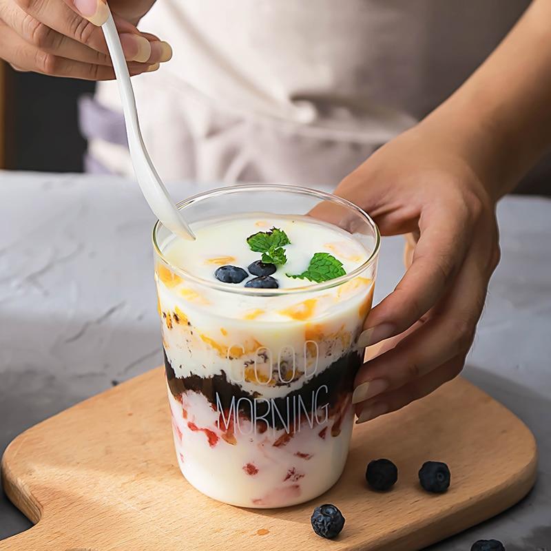 400Ml Good Morning Glass Breakfast Cup Coffee Tea Milk Yogurt Mug