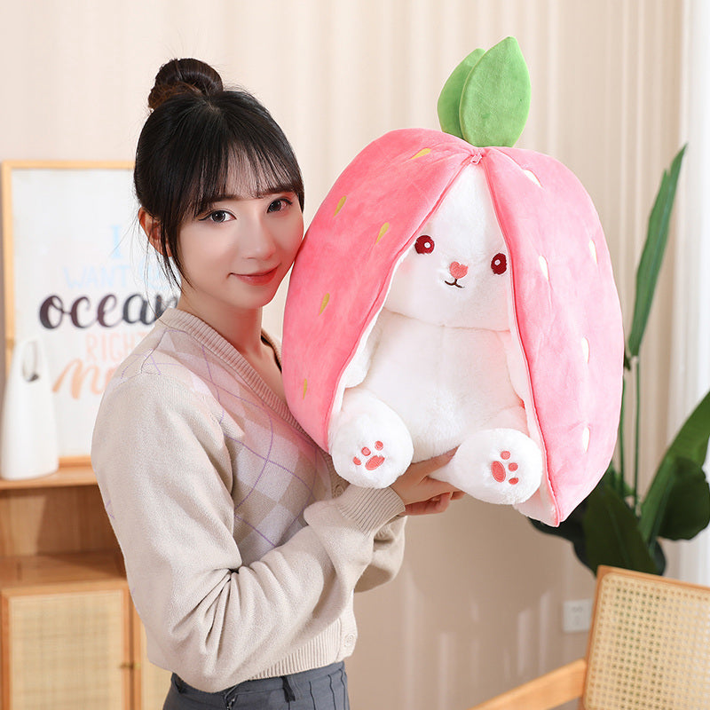 Fruit Transfigured Bunny Plush Toy Cute Carrot Strawberry Turn Into
