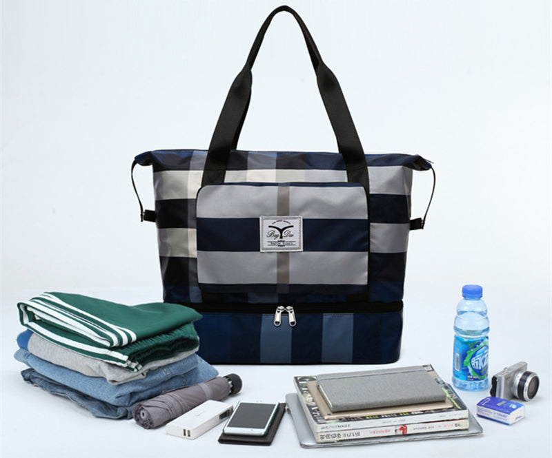 Foldable Travel Duffel Bag Fitness Gym Waterproof Dry And Wet Separation Sports