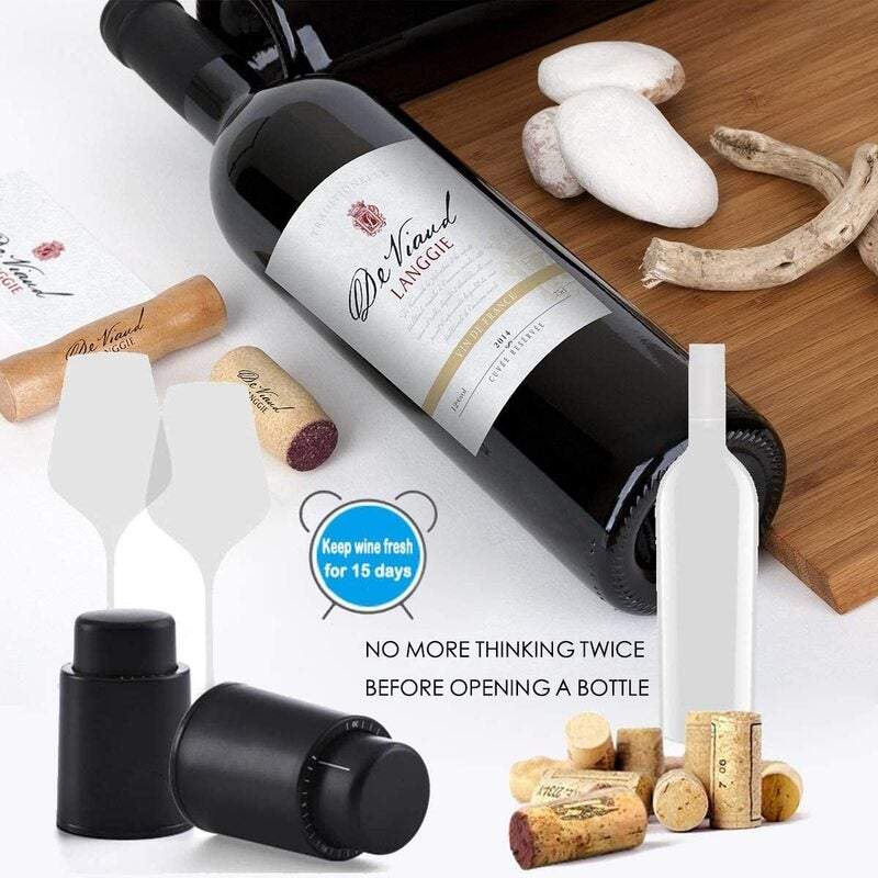 Wine Stoppers 2Pack Bottle With Time Scale Real Vacuum Reusable Preserver Corks