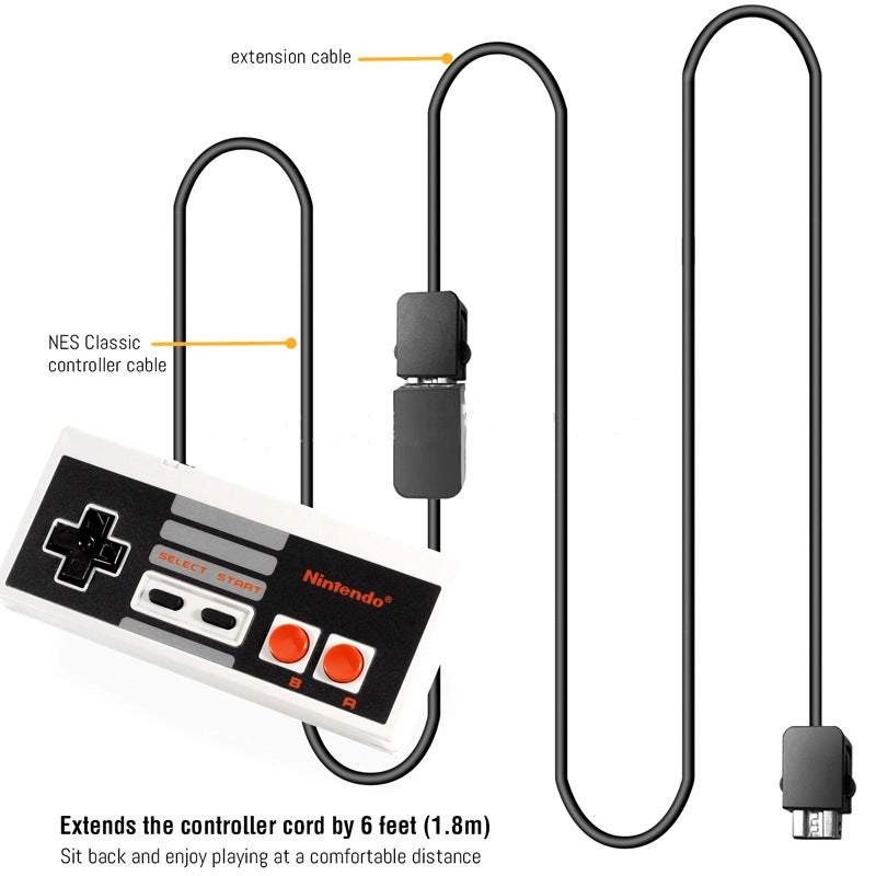 2Pack Classic Controller Snes Extension Cable 3M / 10 Ft Super Nes Power Cord For Nintendo Edition Mini