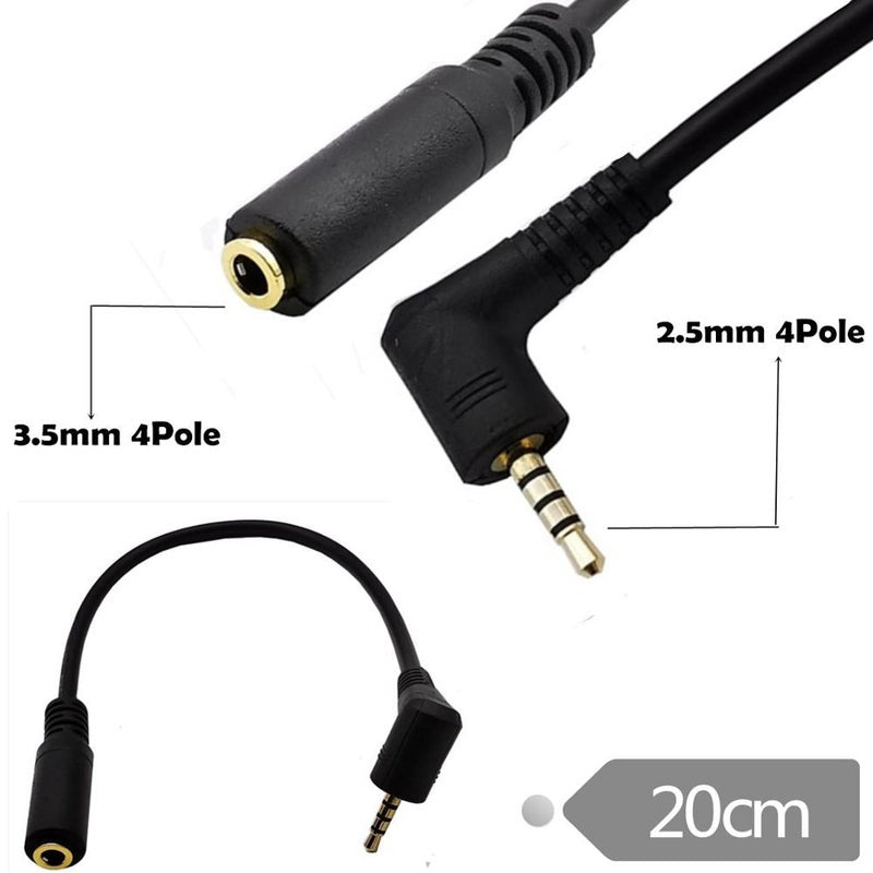 2Pc 2.5Mm 4 Pole Male Plug To 3.5Mm Female Jack Audio Stereo Headphone Earphone Converter Cable Adapter 20Cm