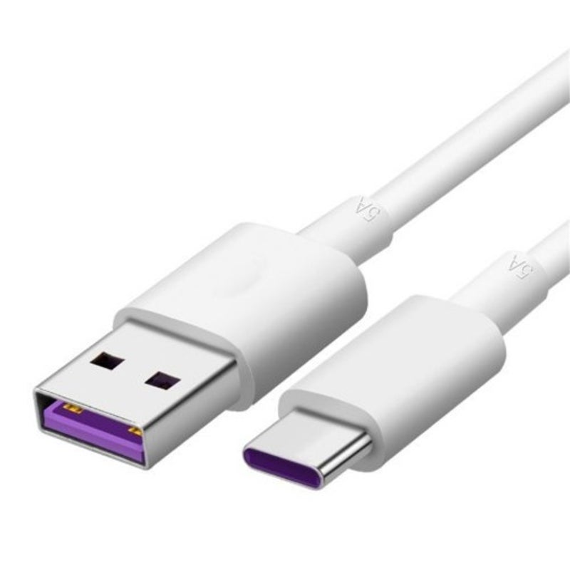 2Pcs 2M Usb Type C 5A Super Fast Charge Cable For Huawei Mate 10 / Pro P20 White