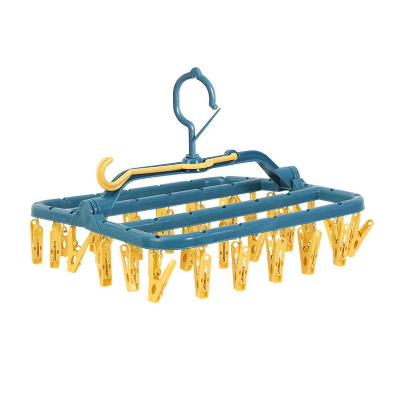 32-Clips Foldable Clothes Drying Rack Windproof Laundry Dryer Hanger
