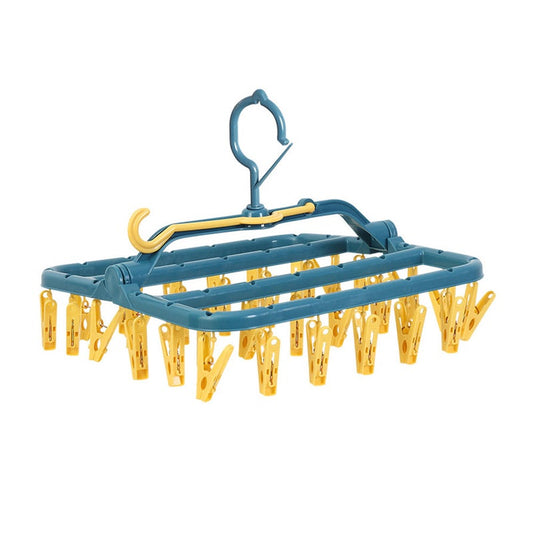 32-Clips Foldable Clothes Drying Rack Windproof Laundry Dryer Hanger