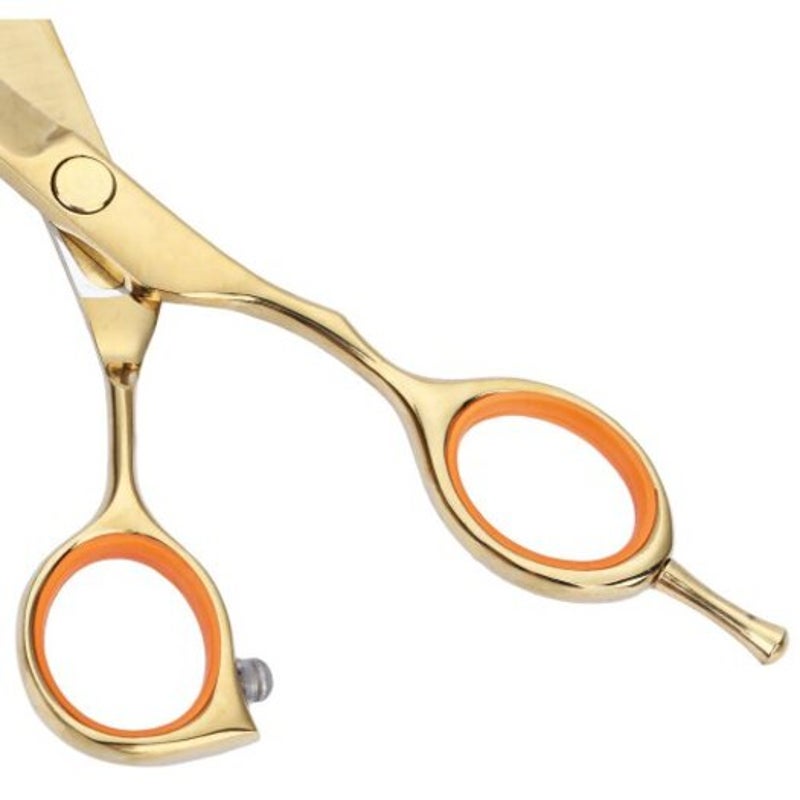 2Pcs 5.5 Inch 440C Titanium Hairdressing Scissors Shears Kit Barber Thinning Cutting Set Golden