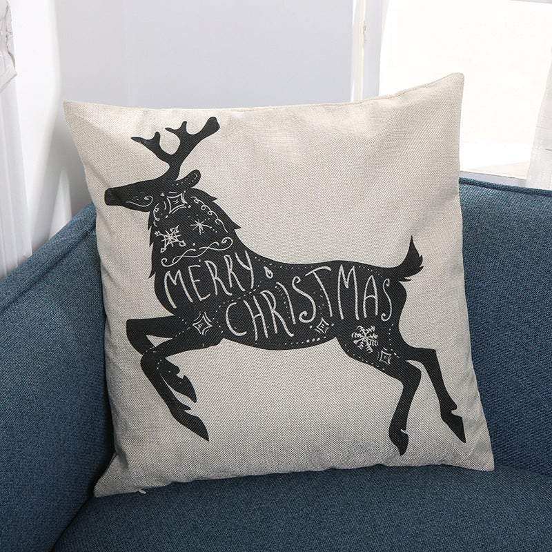 Christmas Led Lights Linen Cushion Covers Bed Sofa Decor