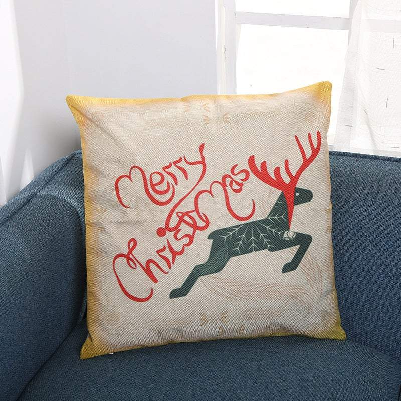 Christmas Led Lights Linen Cushion Covers Bed Sofa Decor