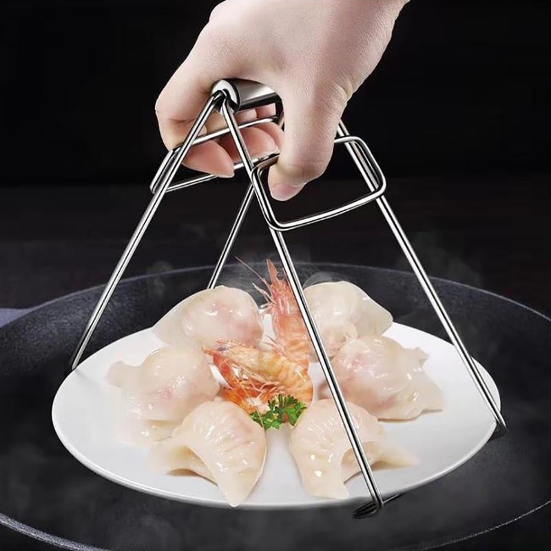 Stainless Steel Foldable Hot Dish Lifter Anti-Scalding Bowl Splint Pot Clip Kitchen Tool