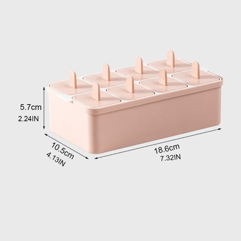 8 Grids Ice Cream Mold With Stick Thawing Box Cube Popsicle Maker