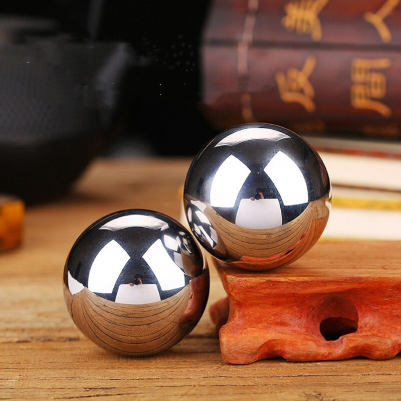 2Pcs Baoding Balls Daily Meditation Silver Stress Relief Chrome Iron Care Therapy Handballs Finger Exercise Durable