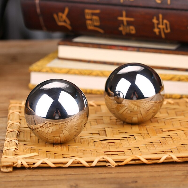 2Pcs Baoding Balls Daily Meditation Silver Stress Relief Chrome Iron Care Therapy Handballs Finger Exercise Durable