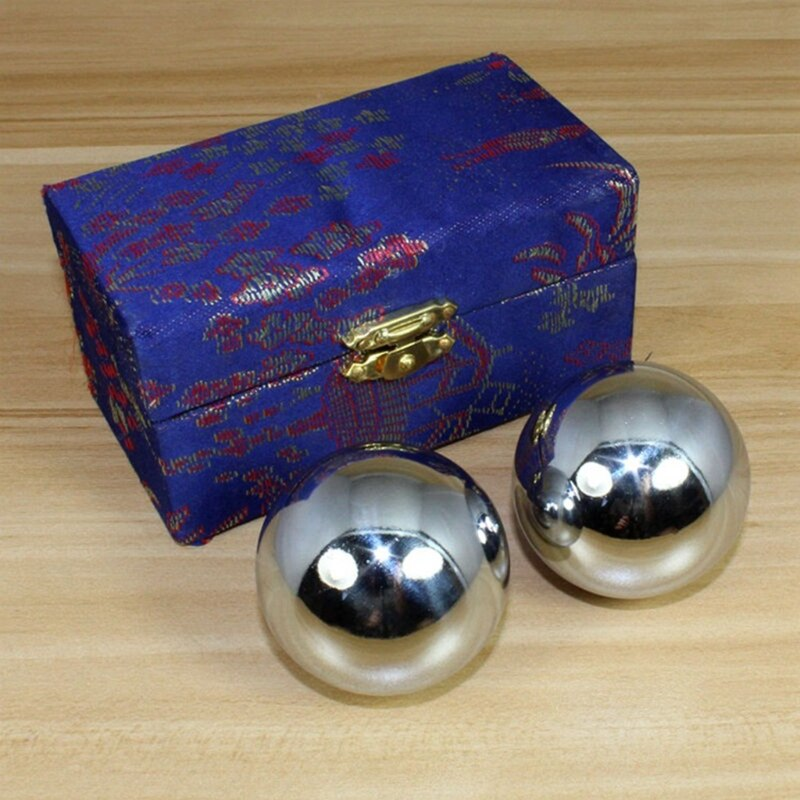 2Pcs Baoding Balls Daily Meditation Silver Stress Relief Chrome Iron Care Therapy Handballs Finger Exercise Durable