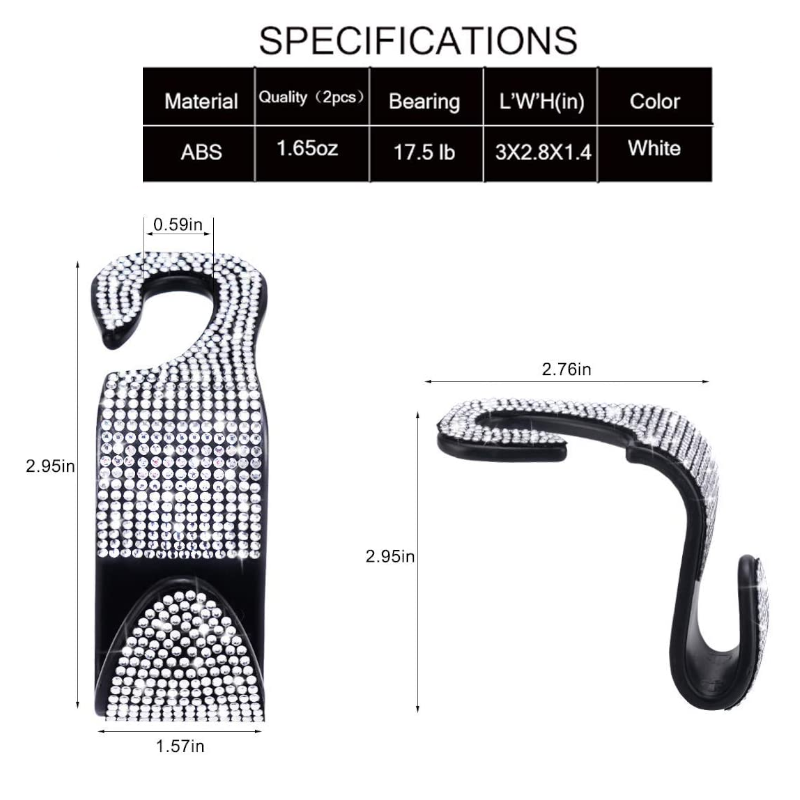 2Pcs Car Seat Headrest Hook Vehicle Storage Accessories