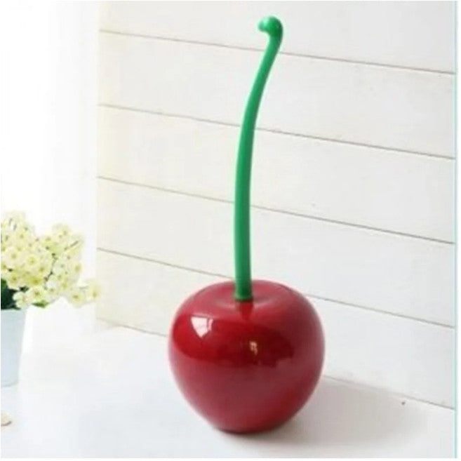 2Pcs Creative Toilet Brush Cherry Plastic Set Wine Red Head