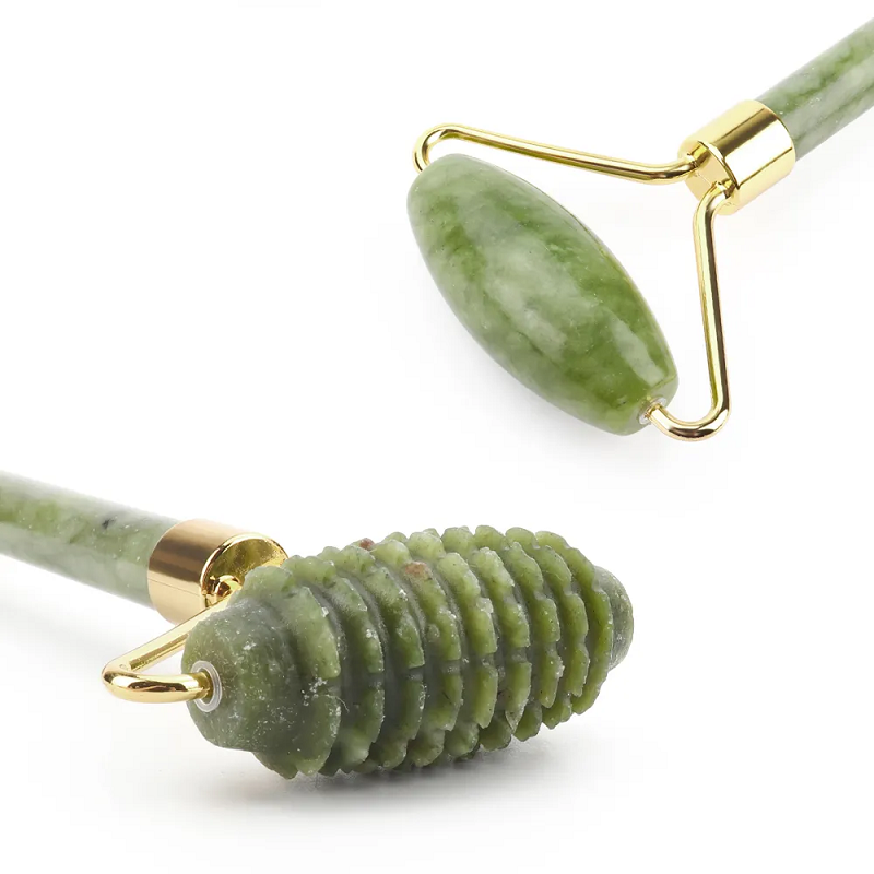 2Pcs Facial Massager Jade Roller Gua Sha Natural Beauty Set