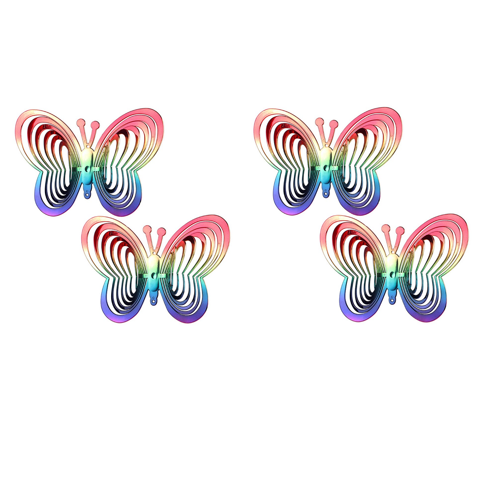 2 Pcs Bird Repeller Butterfly Wind Spinner Garden Yard Hanging Ornament Gradient Colorful Home Decor