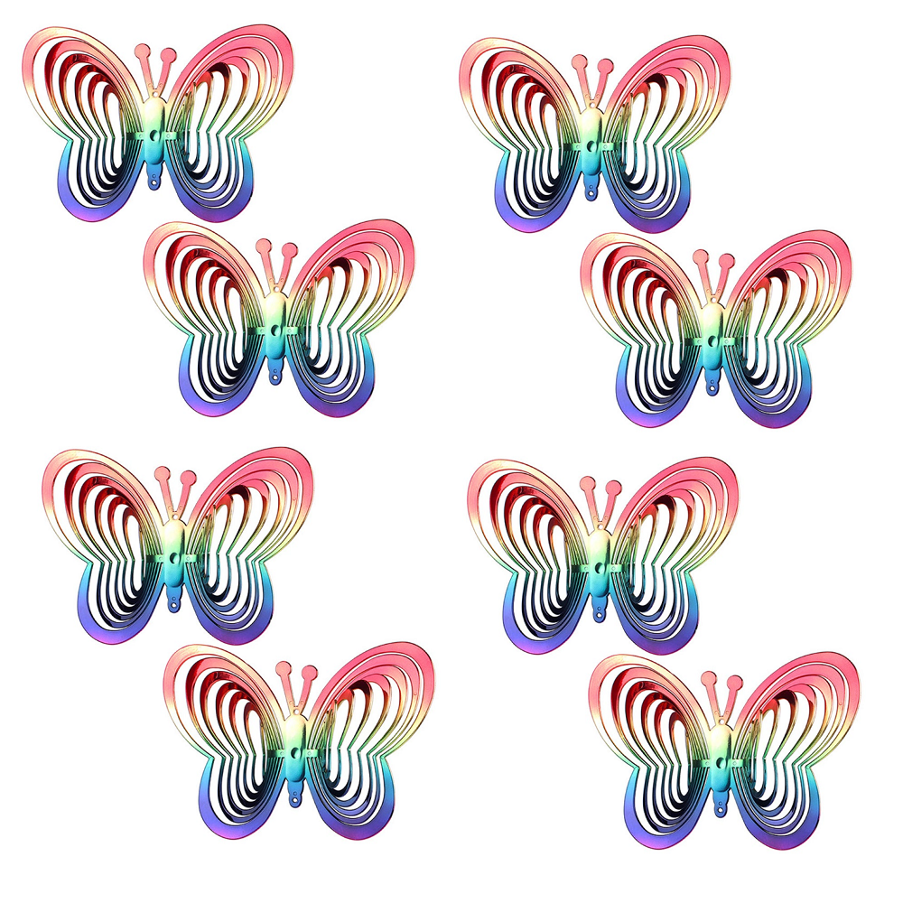 2 Pcs Bird Repeller Butterfly Wind Spinner Garden Yard Hanging Ornament Gradient Colorful Home Decor