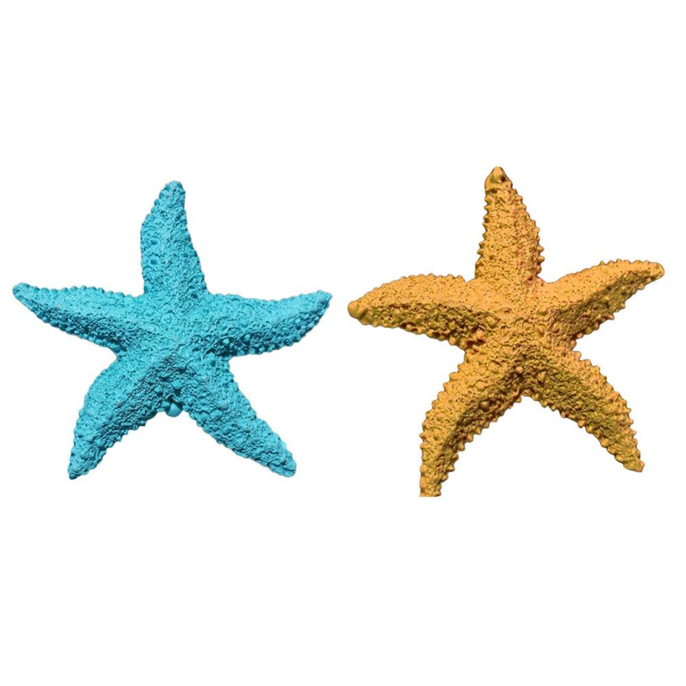 2Pcs Fish Tank Ornament Mediterranean Resin Mini Starfish Aquarium Decoration