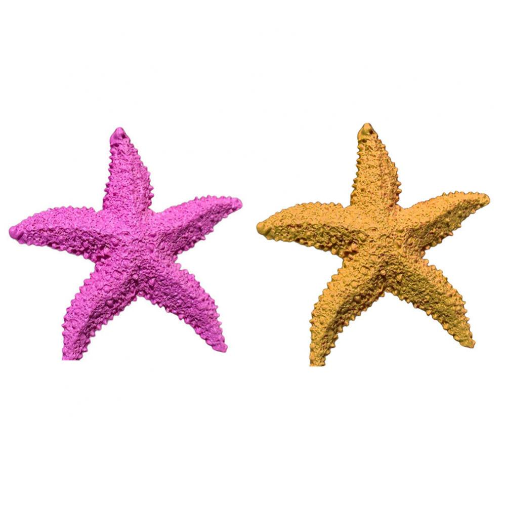 2Pcs Fish Tank Ornament Mediterranean Resin Mini Starfish Aquarium Decoration