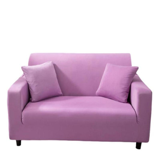 2 Seater Sofa Cover Plain Light Purple Elastic Stretchable Slipcover For Living Room