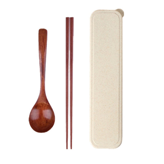 2 Sets Japanese Style Spoon Chopsticks With Portable Box Tableware