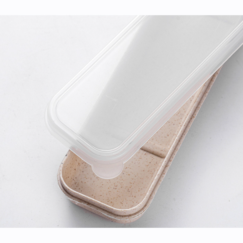 2Set Wheat Straw Stainless Steel Portable Spoon Fork Chopsticks With Storage Box