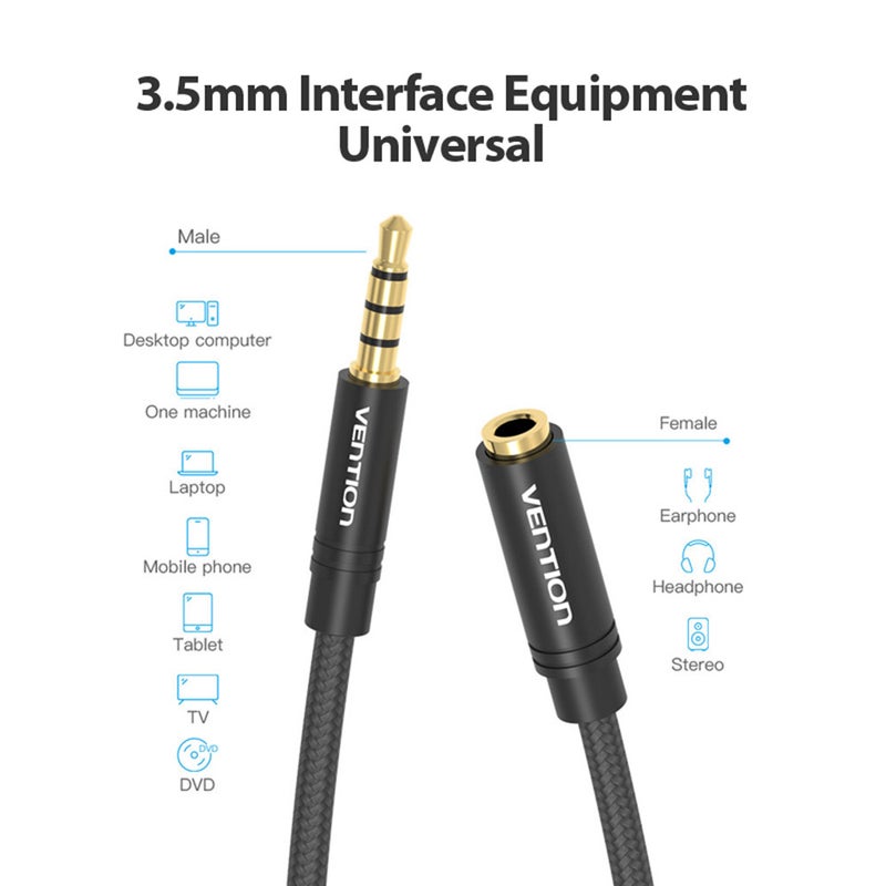 3.5Mm Audio Extension Cable Jack Male To Female Aux For Headphones Huawei P20 Iphone 6S Mp4 Player