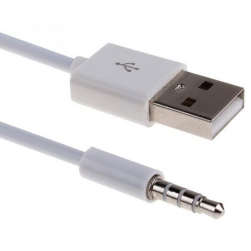 3.5Mm Audio Plug Jack To Usb 2.0 Male Charge Cable Adapter White