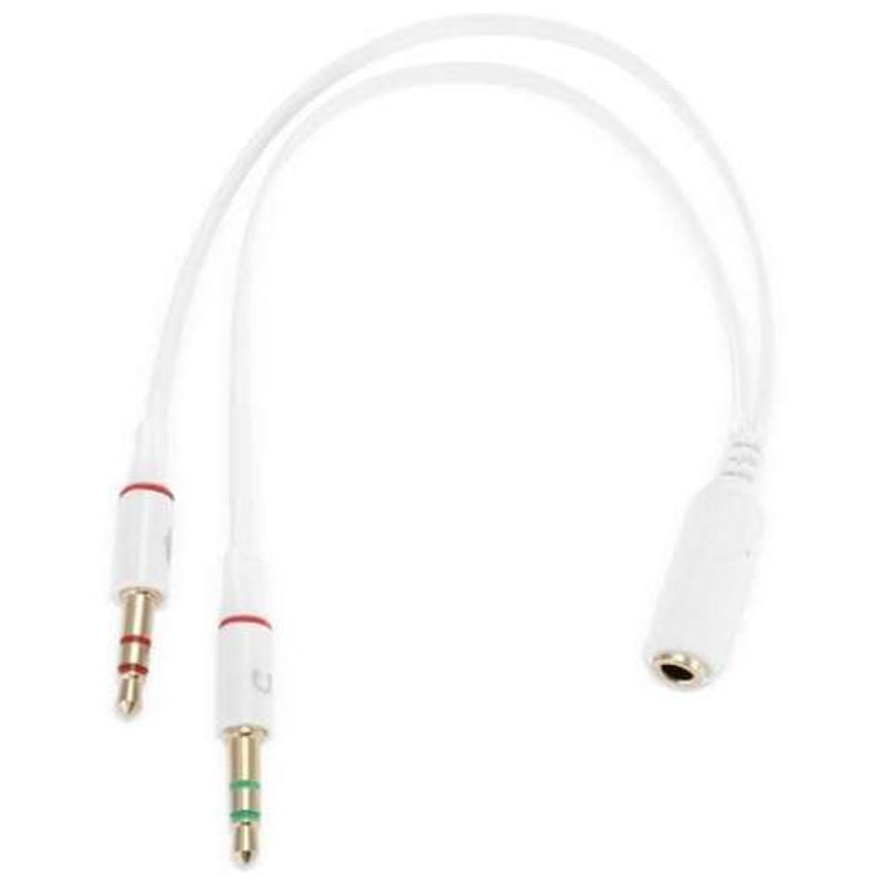 3.5Mm Female To 2 Male Adapter Cable Ivory White