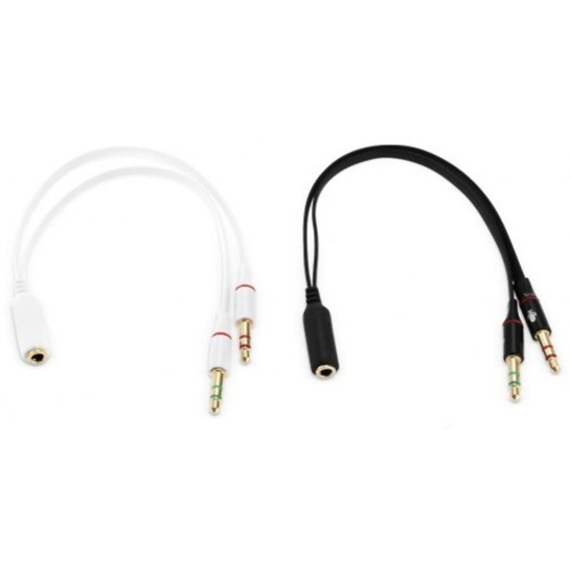 3.5Mm Female To 2 Male Adapter Cable Ivory White