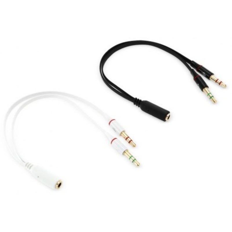 3.5Mm Female To 2 Male Adapter Cable Ivory White