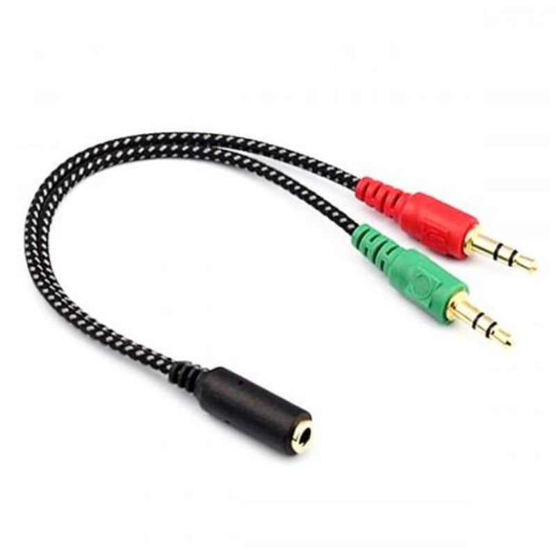 3.5Mm Female To Dual Male Audio Split Y Cable Black