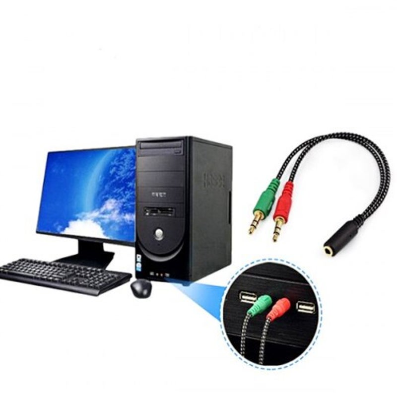 3.5Mm Female To Dual Male Audio Split Y Cable Black