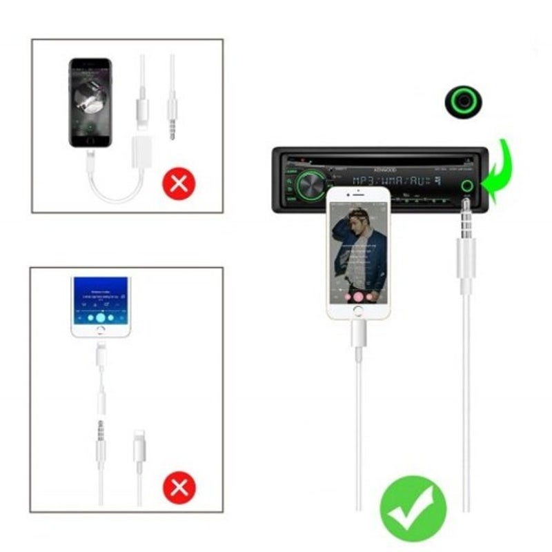 3.5Mm Male Stereo Audio Aux Cable Compatible For Iphone X / Xs Max Xr 8 Plus 7 White