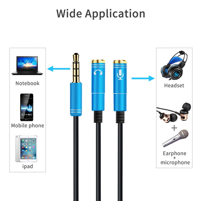 3.5Mm Microphone Aux Cable 1 Male 2 Famle Combo Extension Mobile Audio Adapter Splitter For Laptop Headphone