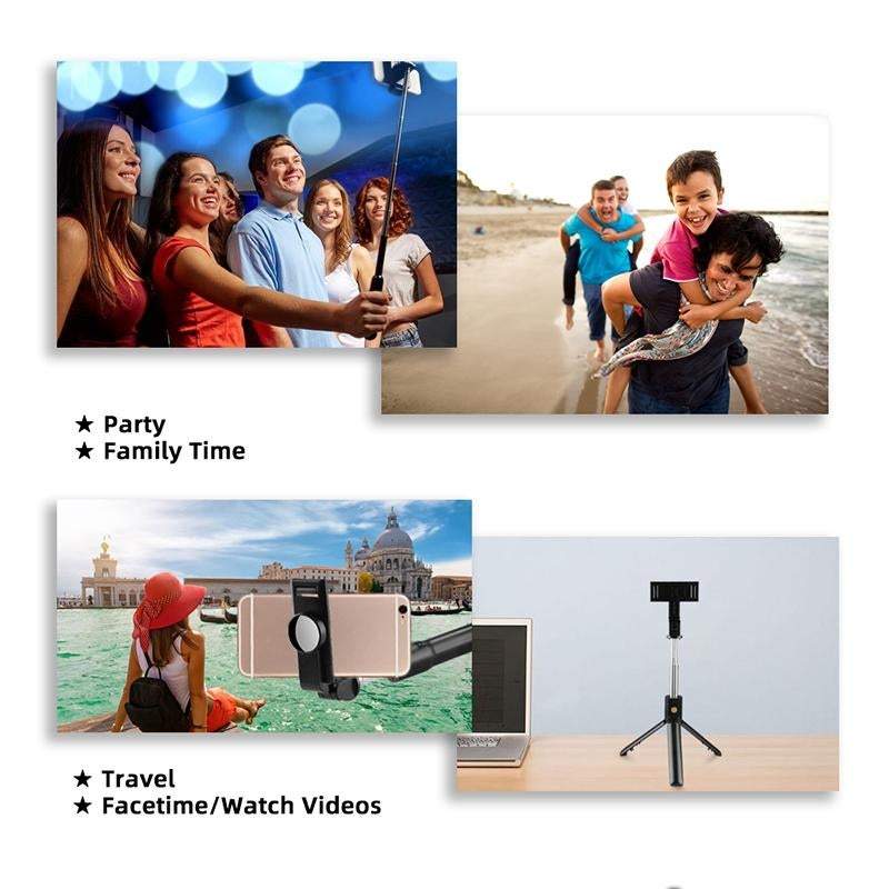 Foldable 3 In 1 Wireless Bluetooth Mini Tripod Selfie Stick With Remote Control