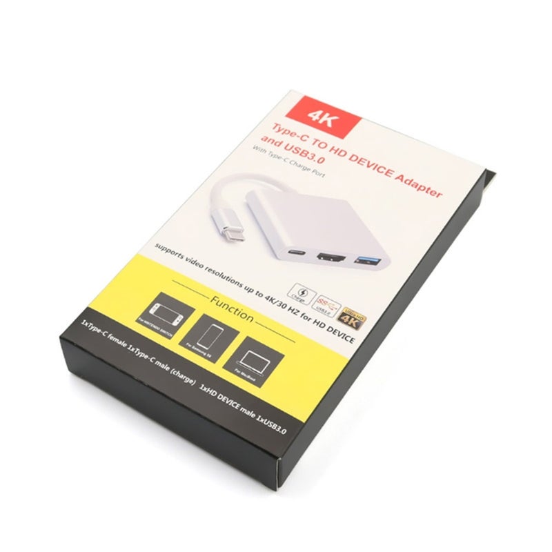 3 In 1 Usb 3.1 Type C To 3.0 Converter Adapter 4K Hub For Macbook Air