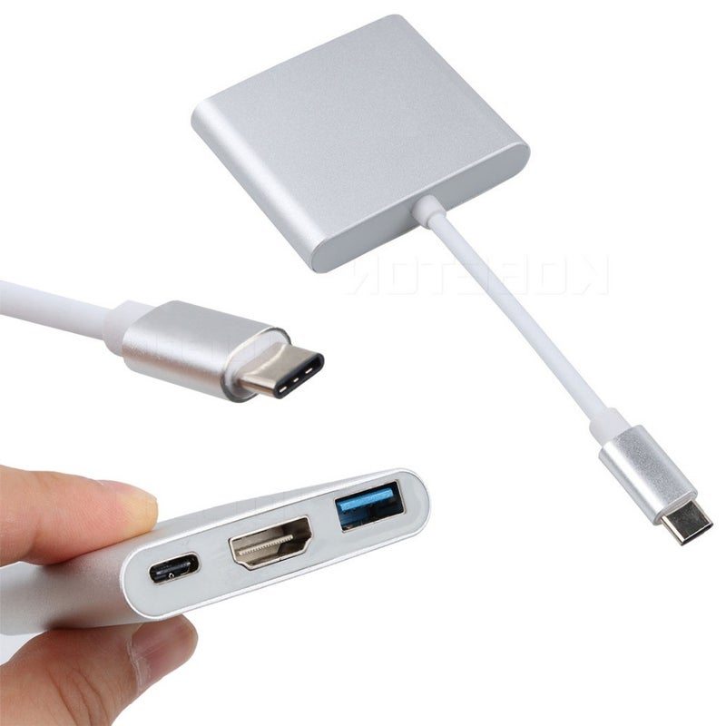 3 In 1 Usb C Hub Male To Female 3.1 Type Hdmi 3.0 Charging Adapter For Macbook Air 12 Converter